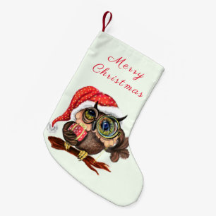 Petite Chaussette De Noël Cute Baby Owl In Christmas Hat and Venin For You