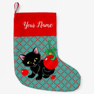 Petite Chaussette De Noël Cute Black Kitten Personnalisé