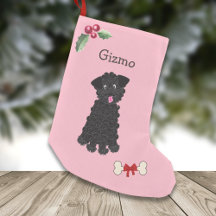 Cute Black Teacup Poodle Monogramme rose