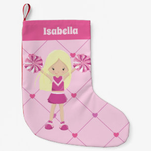 Petite Chaussette De Noël Cute Blonde Pom-pom girl rose Personnalisée Cheval