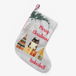 Petite Chaussette De Noël Cute Cat Photo Monogramme Typographie Noël Amusant