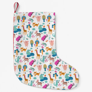 Petite Chaussette De Noël Cute et colorée Jungle Animaux Motif