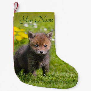 Petite Chaussette De Noël Cute Fluffy Red Fox Kit Cub Wild Baby Nom animal