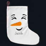 Petite Chaussette De Noël Cute Frosty le Snowman visage souriant<br><div class="desc">Ce design de bonhomme de neige souriant est orné du sourire le plus doux et le plus attachant. Avec des joues roses et un nez de carotte, Frosty est irrésistible, diffusant chaleur et délice où qu'il aille.</div>