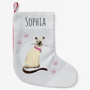 Petite Chaussette De Noël Cute Girls Siamese Chat Empreintes de pattes de de