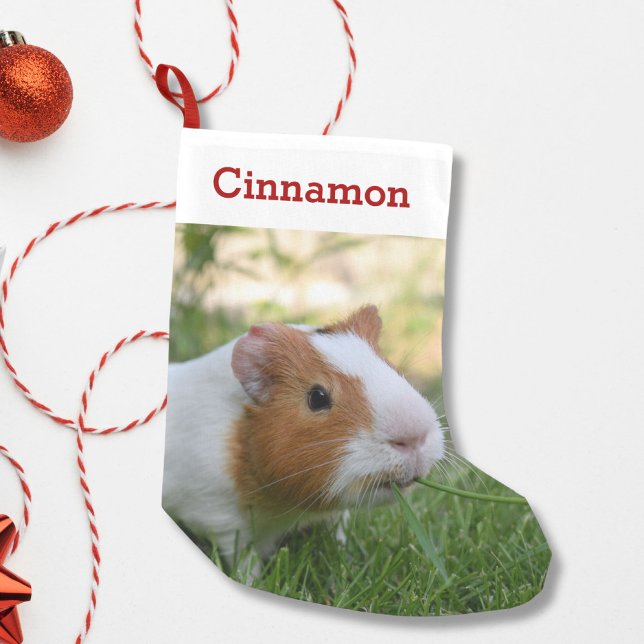 Petite Chaussette De Noël Cute Guinea Pig Pet Nom et photo Personnalisé (Créateur téléchargé)
