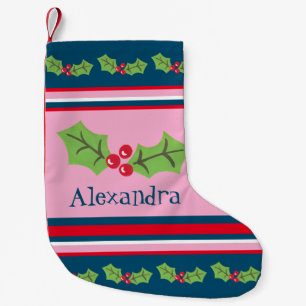Petite Chaussette De Noël Cute Holly & Berries personnalisée