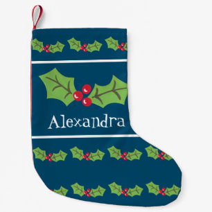 Petite Chaussette De Noël Cute Holly & Berries personnalisée