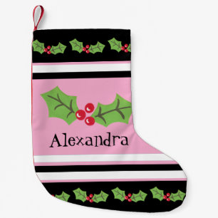Petite Chaussette De Noël Cute Holly & Berries personnalisée
