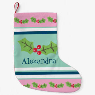 Petite Chaussette De Noël Cute Holly & Berries personnalisée
