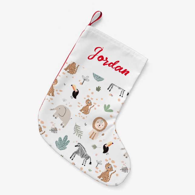 Petite Chaussette De Noël Cute Jungle Rainforest Animaux Motif (Devant (Accrochage))