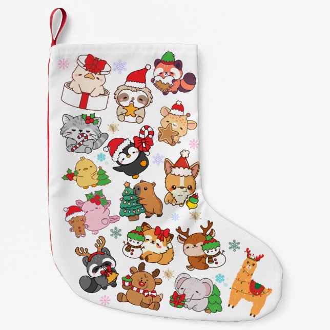 Petite Chaussette De Noël Cute Kawaii Christmas Animal Pattern Stocking (Devant)