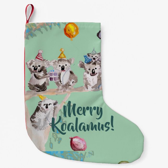 Petite Chaussette De Noël Cute Koala Merry Koalamus Green Christmas Stocking (Devant)