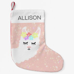 Petite Chaussette De Noël Cute Llama Pink personnalisée