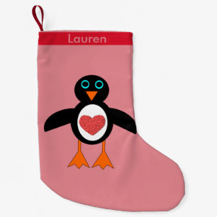 Petite Chaussette De Noël Cute Love Coeur Pingouin Stocking personnalisé
