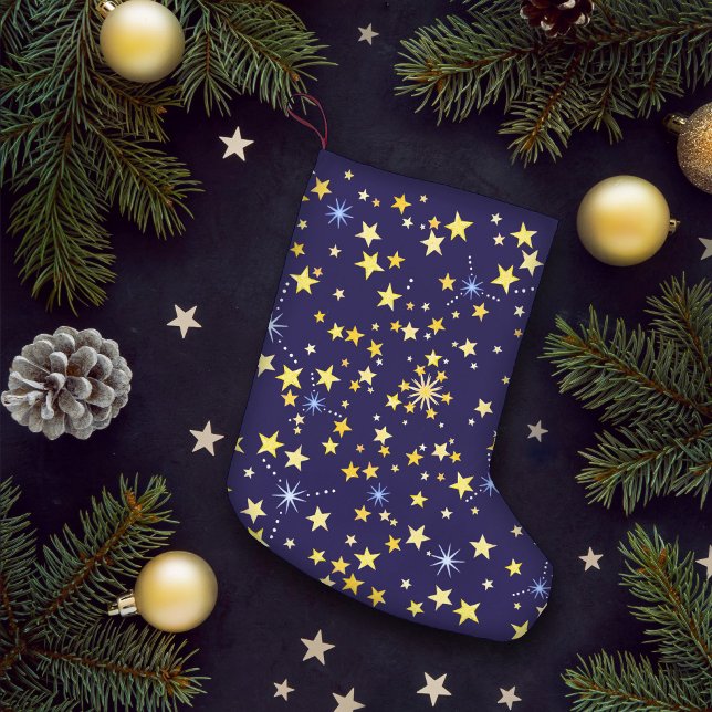Petite Chaussette De Noël Cute Motif cosmique Starry Nuit Galaxy Marine Bleu (Créateur téléchargé)