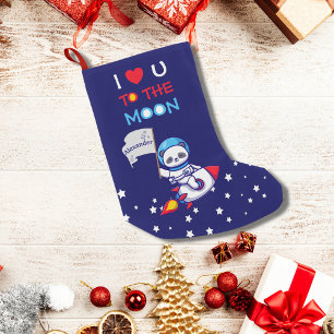Petite Chaussette De Noël Cute Panda Ours Astronaut Sur Rockship Kids