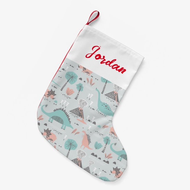 Petite Chaussette De Noël Cute Pastel Dinosaur Motif (Devant (Accrochage))