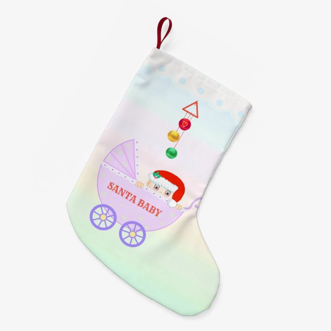 Petite Chaussette De Noël Cute Père Noël Baby sur les couleurs pastel (Devant (Accrochage))