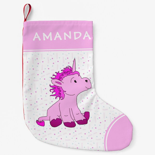 Petite Chaussette De Noël Cute rose Unicorn fille (Devant)