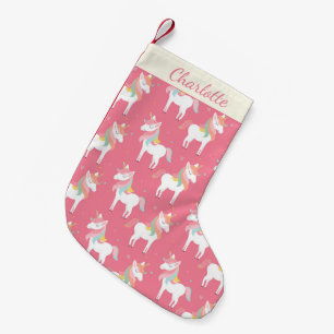 Petite Chaussette De Noël Cute rose Unicorn Motif personnalisé
