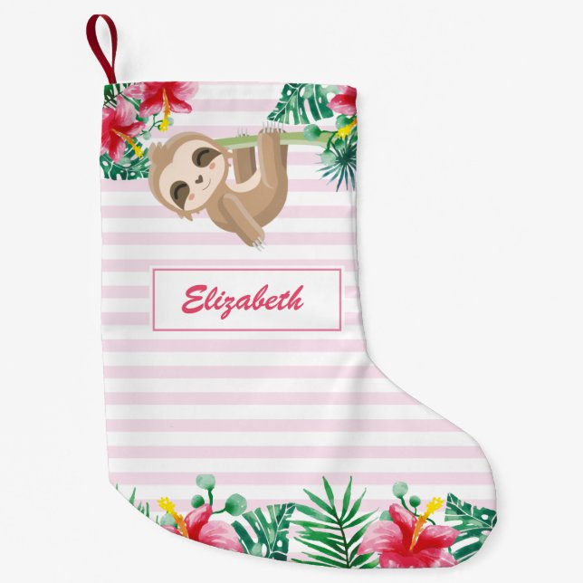 Petite Chaussette De Noël Cute Sloth personnalisée (Devant)