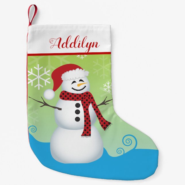 Petite Chaussette De Noël Cute Snowman avec chapeau de Santa (Devant)