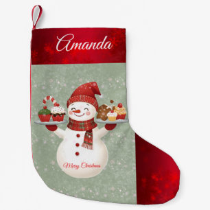 Petite Chaussette De Noël Cute Snowman Baker Noël Stocking