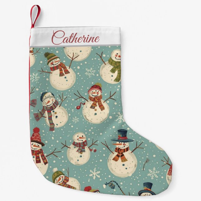Petite Chaussette De Noël Cute Snowman Christmas Stocking (Devant)