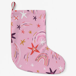 Petite Chaussette De Noël Cute Stars Rainbows Motif rose