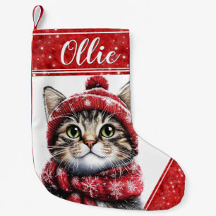 Petite Chaussette De Noël Cute Tabby Chat Noël Animaux de compagnie Stocker