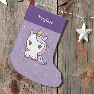 Petite Chaussette De Noël Cute Unicorn violet Noël Stocker