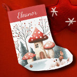 Petite Chaussette De Noël Cute Winter Woodland Personnalisé<br><div class="desc">Pour la saison de Noël,  bois d'hiver personnalisation de la réserve festive. Inclure un nom ou votre choix de texte dans une police de script de style calligraphie.</div>
