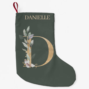 Petite Chaussette De Noël D Monogramme Floral Personnalisé