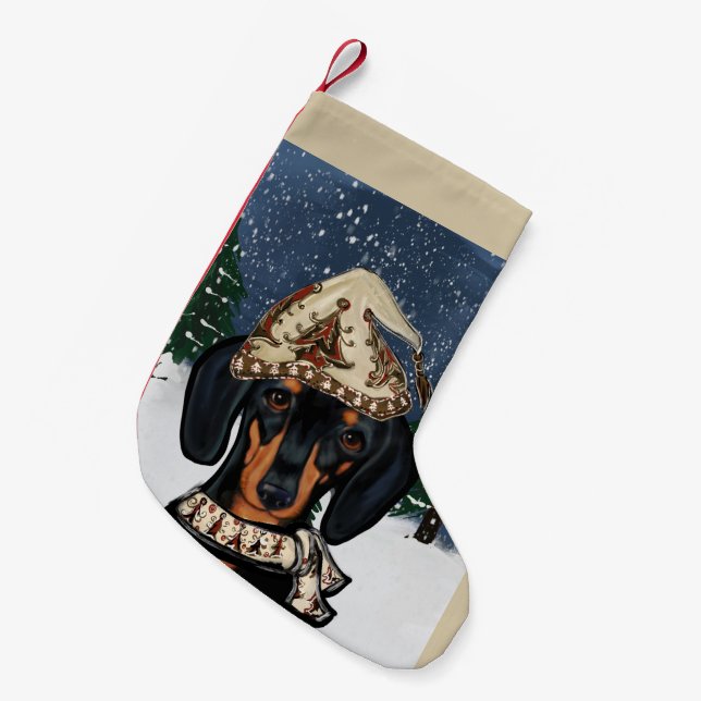 Petite Chaussette De Noël Dachshund (Devant (Accrochage))