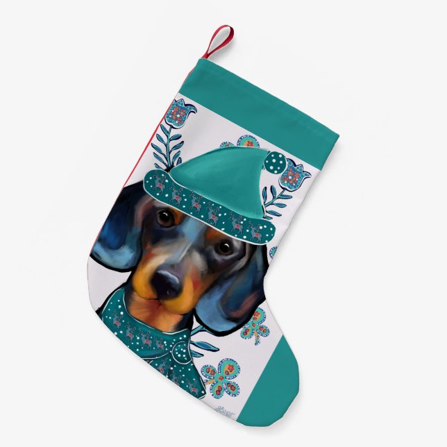 PETITE CHAUSSETTE DE NOËL DACHSHUND (Devant (Accrochage))