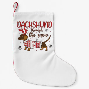 Petite Chaussette De Noël Dachshund à travers la neige Noël Amateur de chien