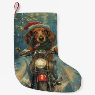 Petite Chaussette De Noël Dachshund Chien équitation moto Noël