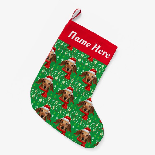 Petite Chaussette De Noël Dachshund Chien Vilain Noël (Devant (Accrochage))