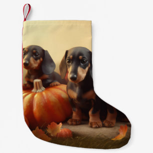 Petite Chaussette De Noël Dachshund Chiot Automne Citrouille de plaisir