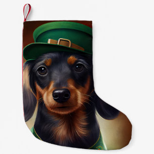 Petite Chaussette De Noël Dachshund en tenue de la Saint-Patrick