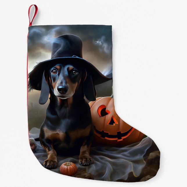 Petite Chaussette De Noël Dachshund Halloween Épouvantable (Devant)