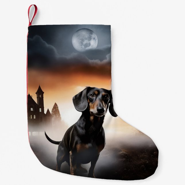 Petite Chaussette De Noël Dachshund Halloween Épouvantable (Devant)