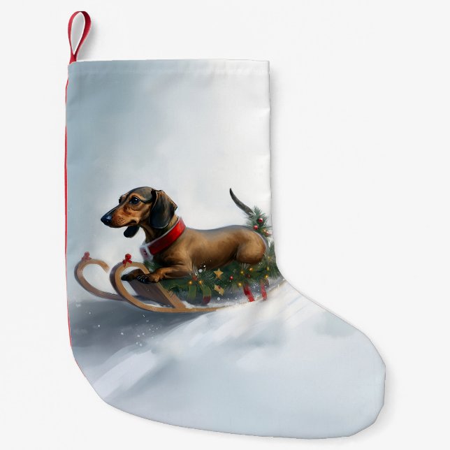 Petite Chaussette De Noël Dachshund hiver neige de Noël (Devant)