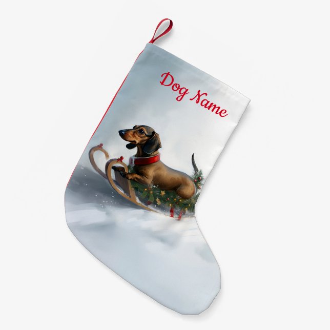 Petite Chaussette De Noël Dachshund hiver neige de Noël (Devant (Accrochage))