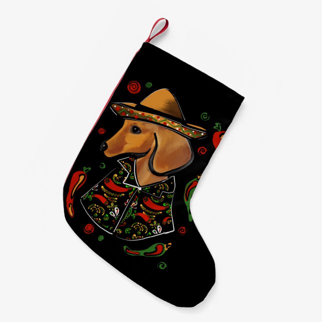 Petite Chaussette De Noël Dachshund Rouge   (Devant (Accrochage))