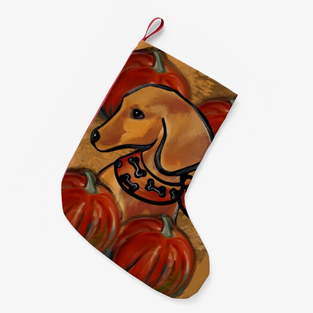 Petite Chaussette De Noël Dachshund rouge  (Devant (Accrochage))