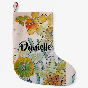 Petite Chaussette De Noël Daffodil Aquarelle Fleurs Nom Floral Stocking