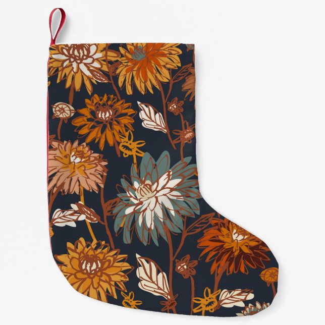 Petite Chaussette De Noël Dahlia and chrysanthemums bold seamless pattern, a (Devant)