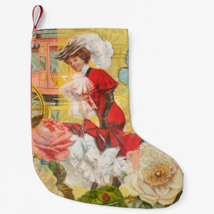 Petite Chaussette De Noël Dame victorienne femme élégante riche illustration